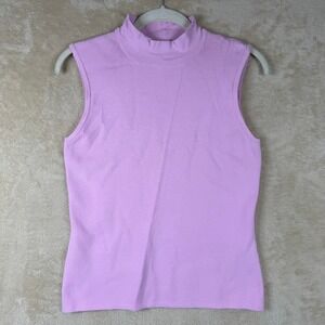 Yarns‎ & Stitches Womens Small Mock Neck Sleeveless Ribbed Knit Top Lavender